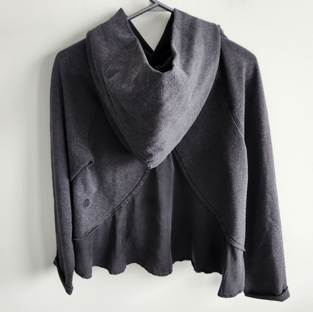 Lululemon Pull Me Over Hoodie Hooded Sweatshirt Heathered Dark Fairy Black Sz M - Picture 2 of 10